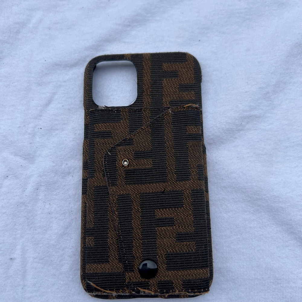 Luxury Brown Monogram Card Pocket Phone Case